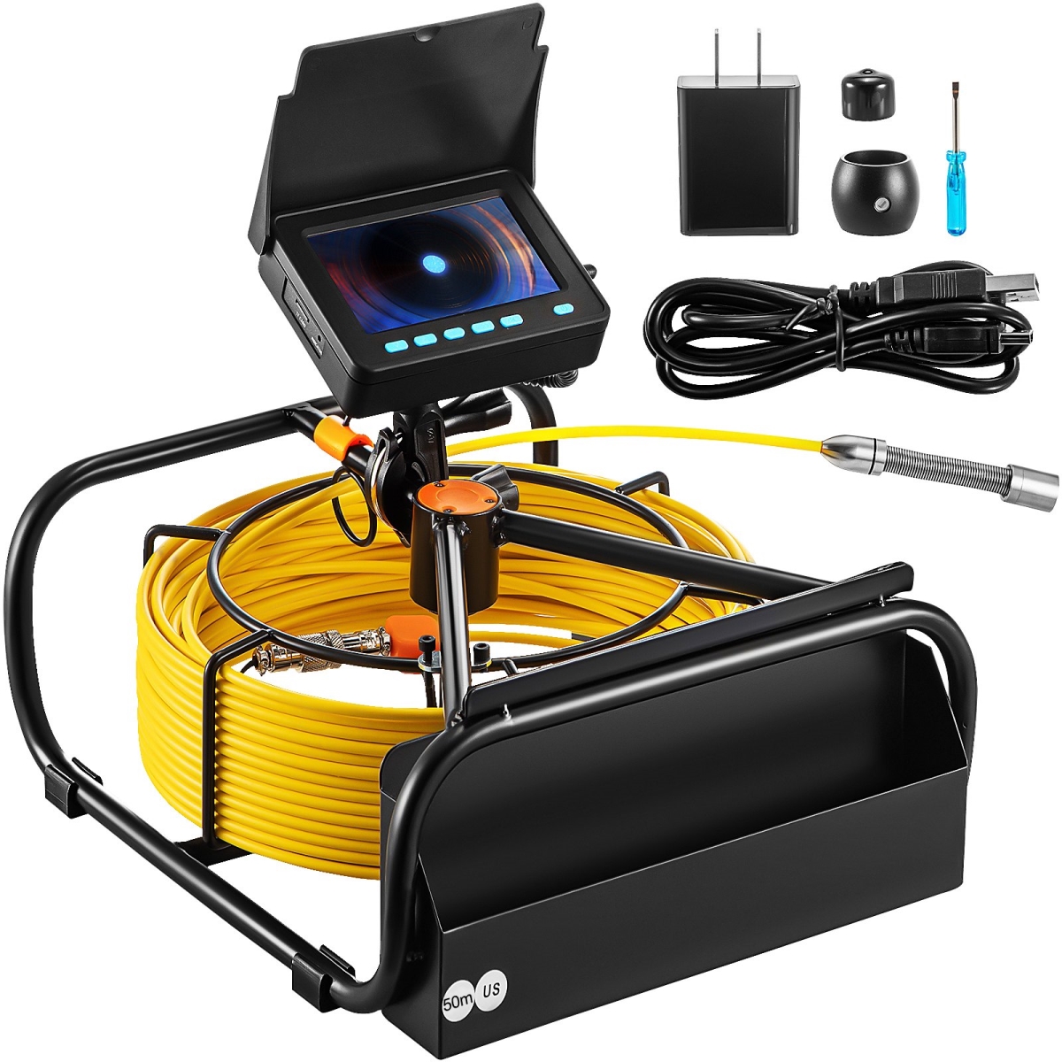GDKSYYC-4.3505HP0V0 164 ft. , 4.3 in. Screen, Pipeline Inspection Camera with DVR Function & Snake Cable
