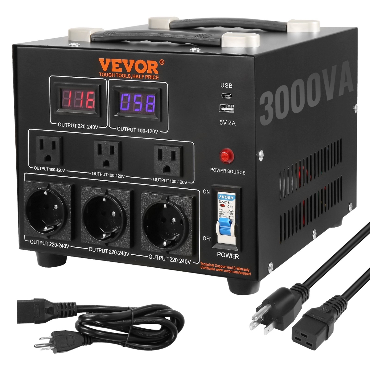 3000W Voltage Converter Transformer Step Up/Down 220V-110V /110V-220V CE