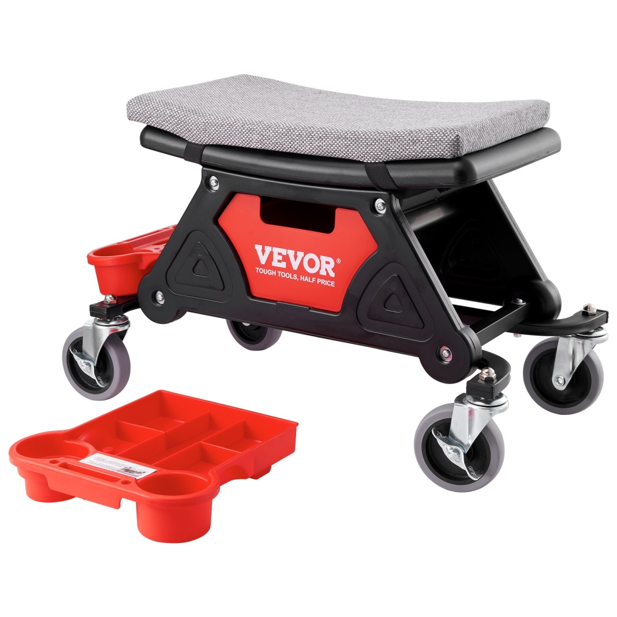 300lb Rolling Shop Stool w/ Tool Storage Mechanic Garage Stool Detailing Creeper