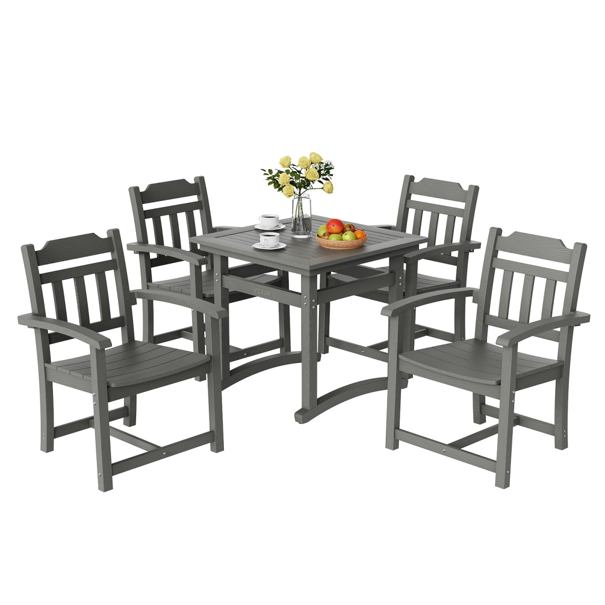 Patio Dining Set, Light Gray - 5 Piece