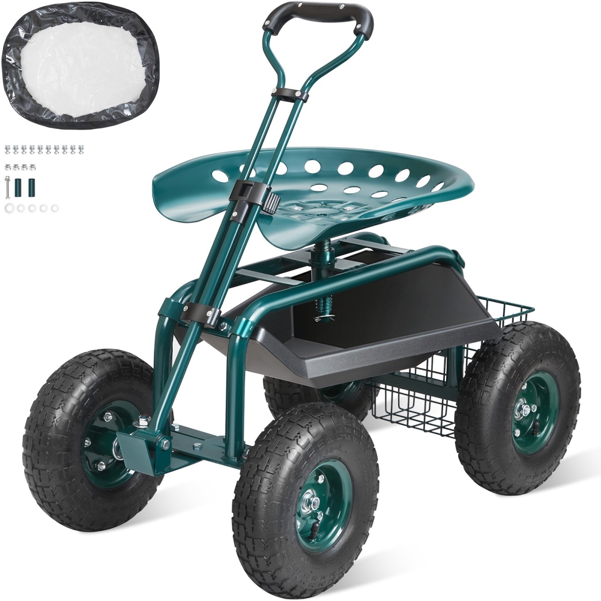 KDJQXKQX0000M1EWPV0 Garden Cart Rolling Workseat with Wheels, Green