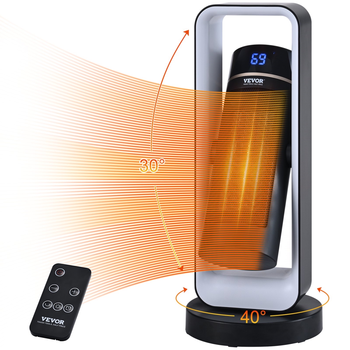 1000-1500 watt Electric Space Heater with Thermostat Remote Control