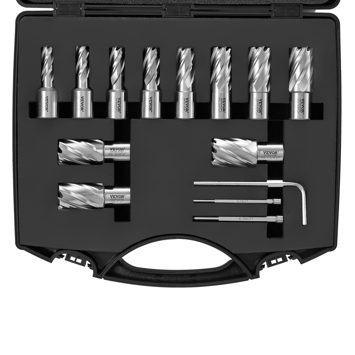 Annular Cutter Set HSS Magnetic Drill Bits 13 PCS Weldon Shank 1" Depth, 13PK