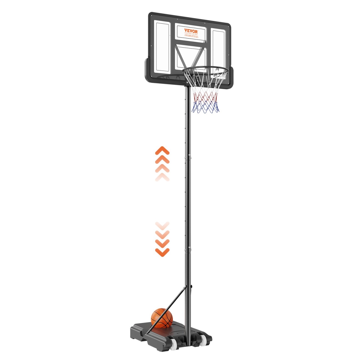 44" Basketball Hoop Adjustable Height Backboard System for Outdoor Indoor