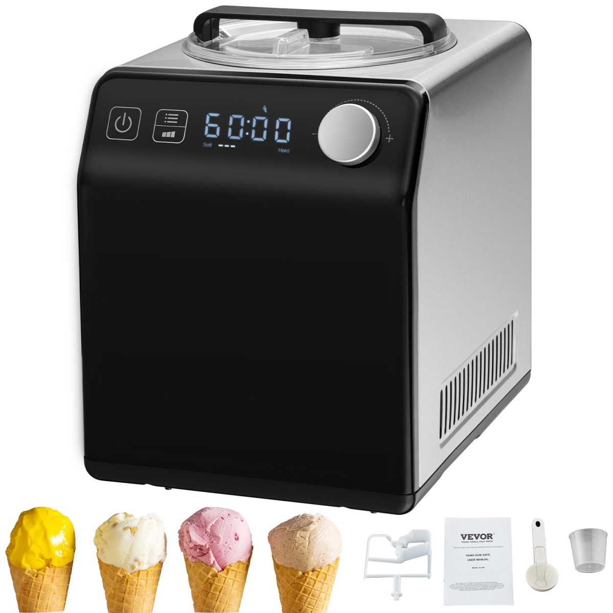 Picture of Vevor JYBQLJ2KTYSJ5Z1R6V1 2 qt. Upright Automatic Ice Cream Maker with Built-in Compressor