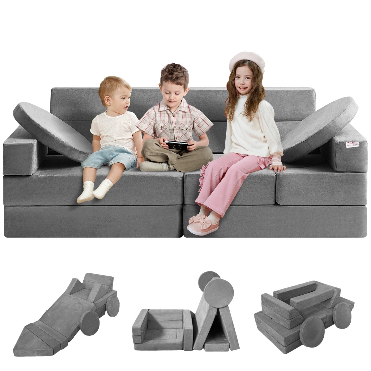 ETSF1656625YVMCKFV0 Modular Kids Nugget Play Couch, 15 Piece