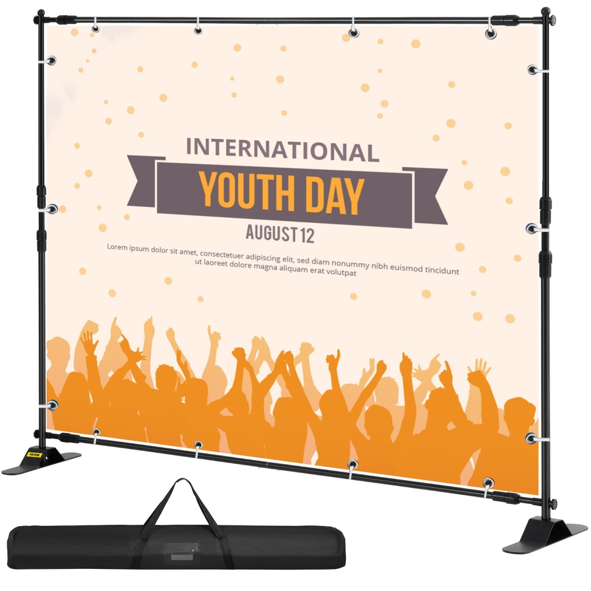 10 x 8 ft Backdrop Banner Stand Adjustable Height and Width for Trade Show Photo