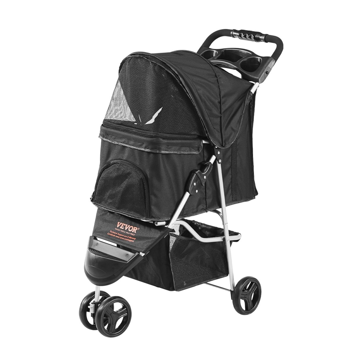Picture of Vevor CWTCCGK3QSHDKKH24V0 3 Wheels Dog Stroller Rotate with Brakes&#44; Black