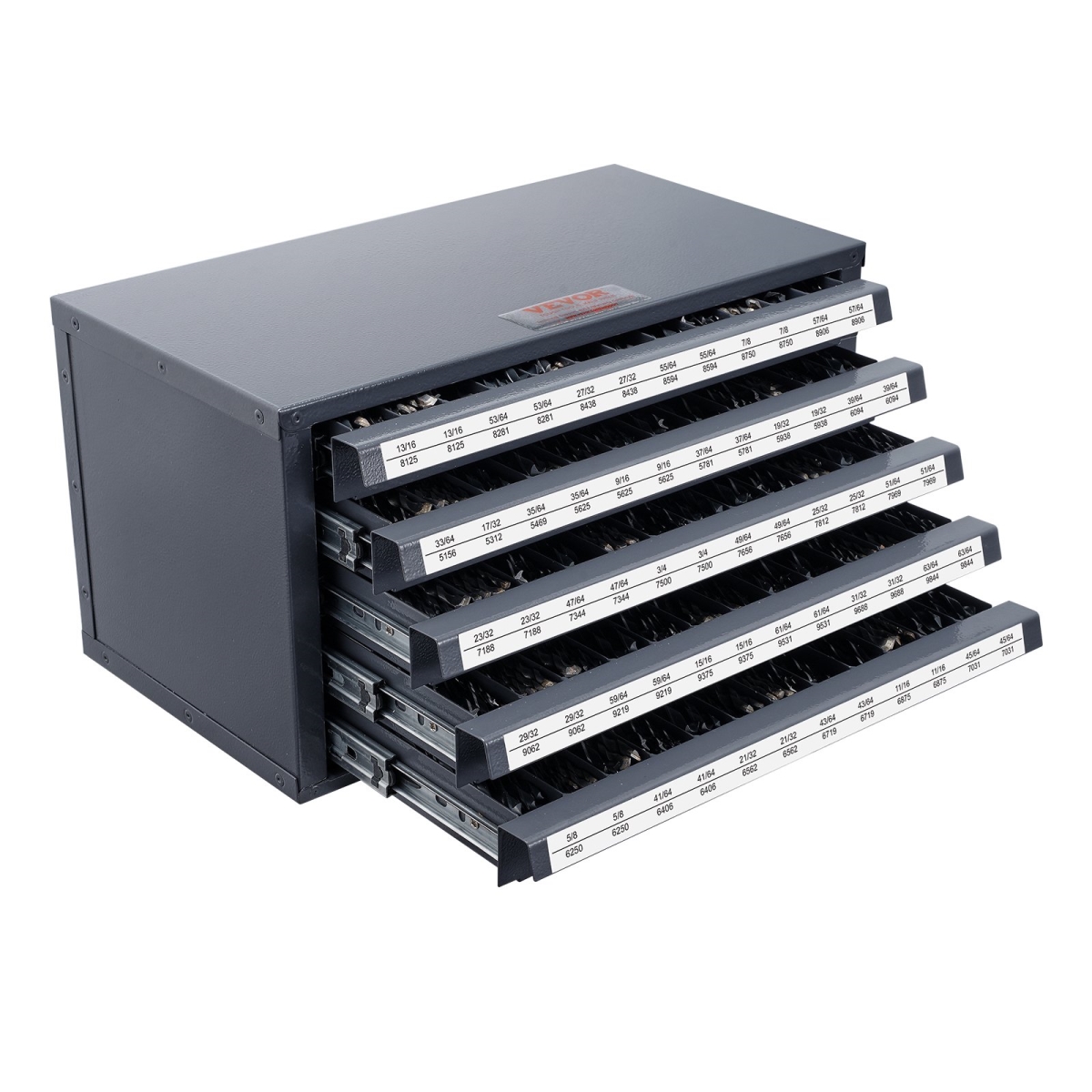 Drill Bit Dispenser Organizer Cabinet Five-Drawer for 33/64" to 63/64"