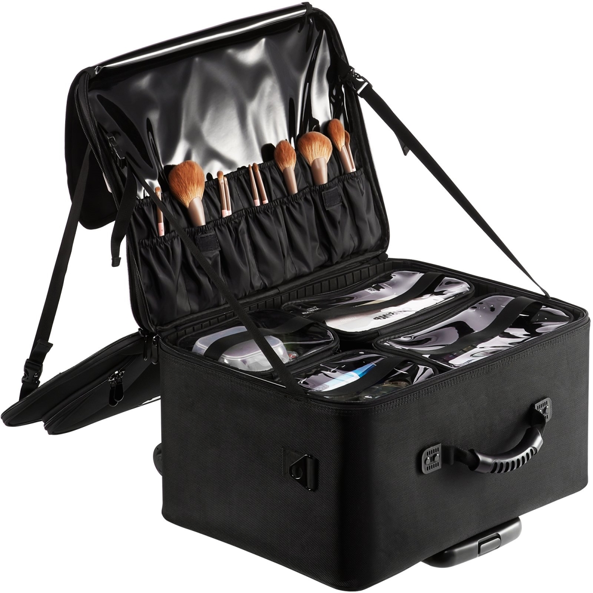 Large Storage 3 Tiers Rolling Makeup Train Case