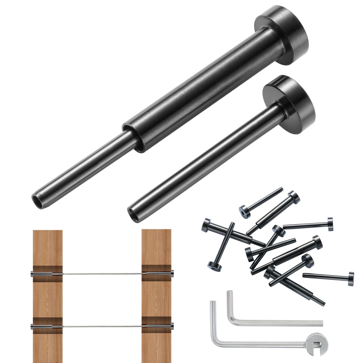 Black Invisible Cable Railing kit, Pack of 30