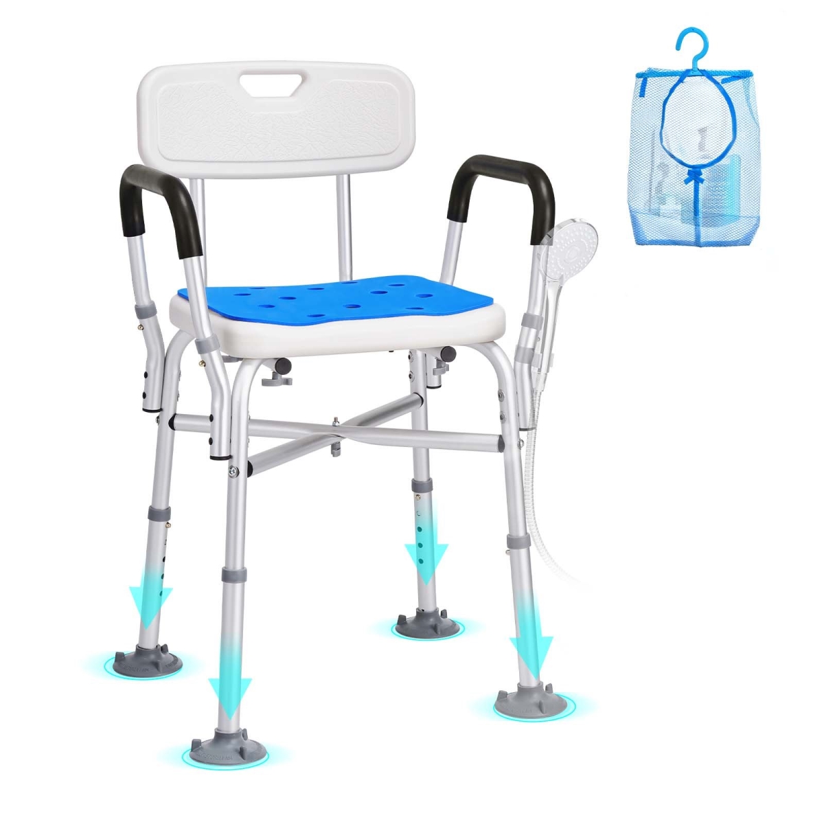 Picture of Vevor LYYFXLHJPEDFGIJIGV0 400 lbs Shower Chair Seat with Padded Arms & Back