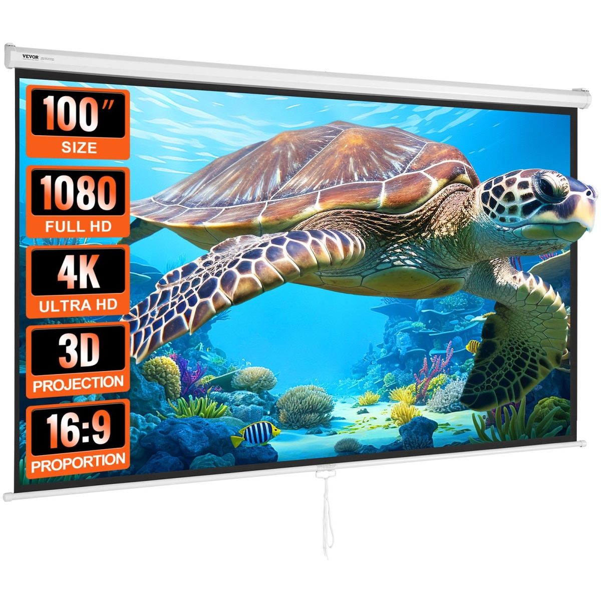Picture of Vevor TYPM20SDSJ106BD6YV0 100 in. Manual Pull Down Projector Screen