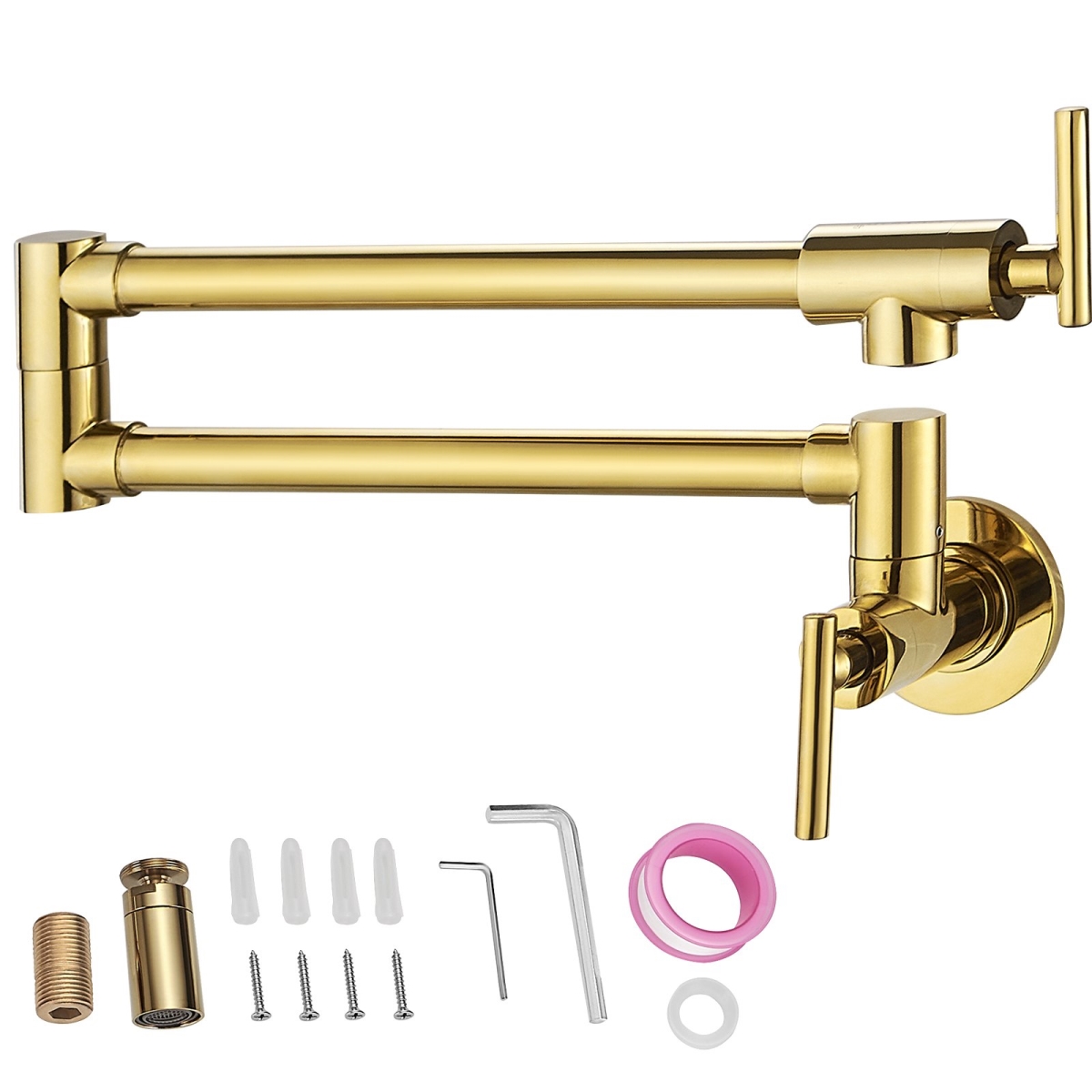 Picture of Vevor BGSLTYCJSHT13G7C0V0 Solid Brass Commercial Wall Mount Kitchen Stove Faucet&#44; Gold