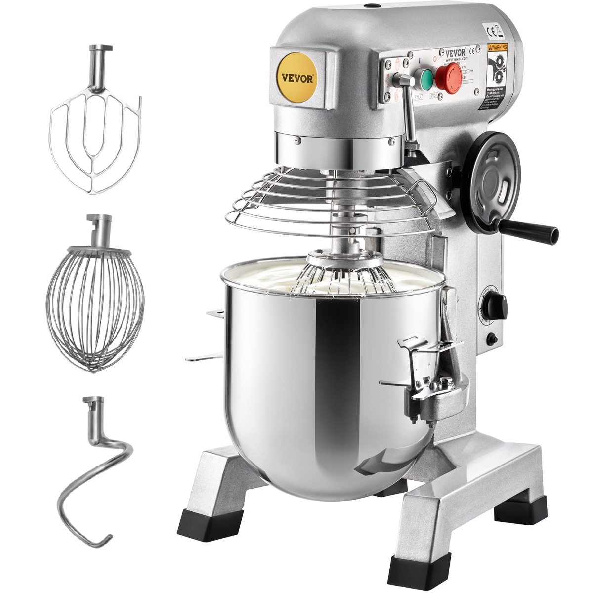 Picture of Vevor DDSYJ20QT110VE0QGV1 20 qt. Commercial Food Mixer with Timing Function with 750 watt Stainless Steel Bowl