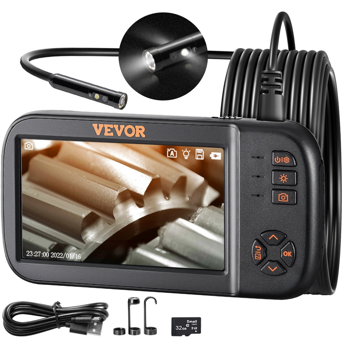 QXNKJ34552500KZOQV0 4.5 in. IPS Endoscope Camera Borescope Inspection Camera with Triple Lens -  Vevor