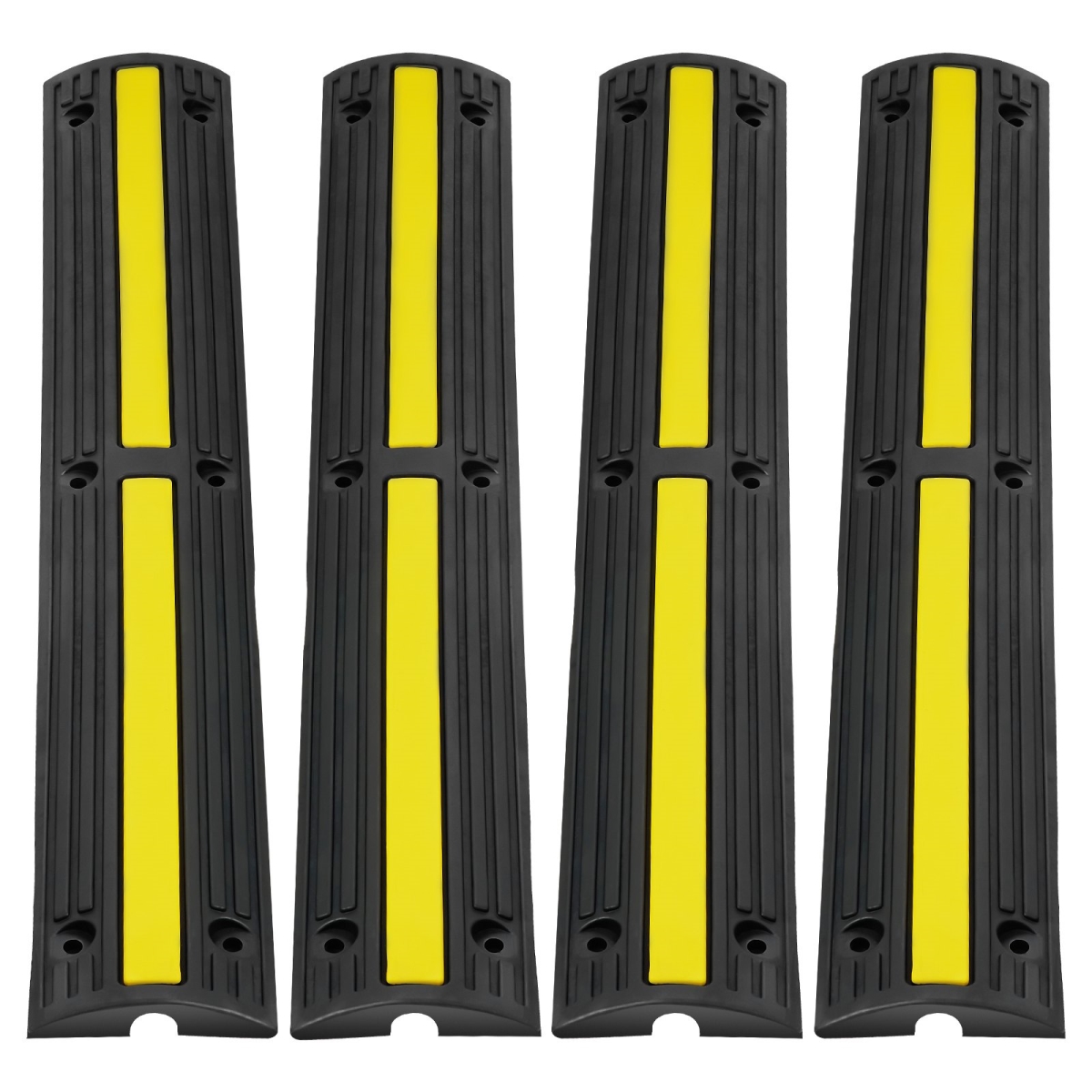 39 in. 18000 lbs Speed Bump Floor Cable Protector, Black & Yellow - 4 Piece