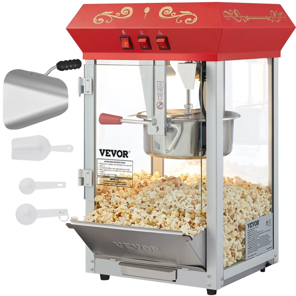 Picture of Vevor TSBMHJ8OZ850WJWNRV1 8 oz 850W Countertop Popcorn Maker&#44; Red