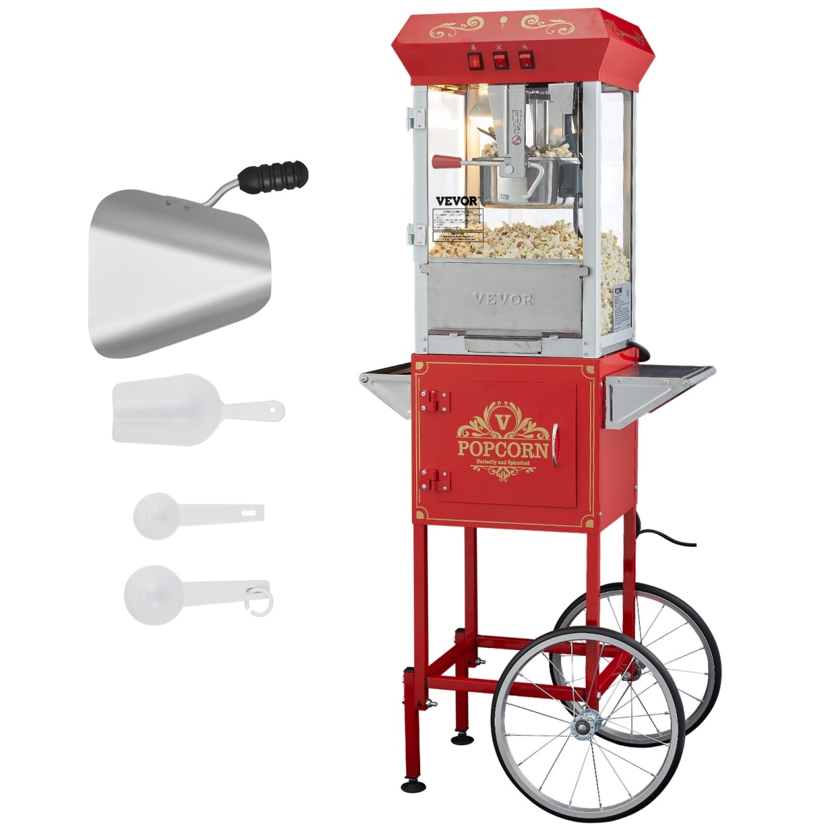 Picture of Vevor CSBMHJ8OZ850W171EV1 8 oz 850W Popcorn Maker with Cart&#44; Red