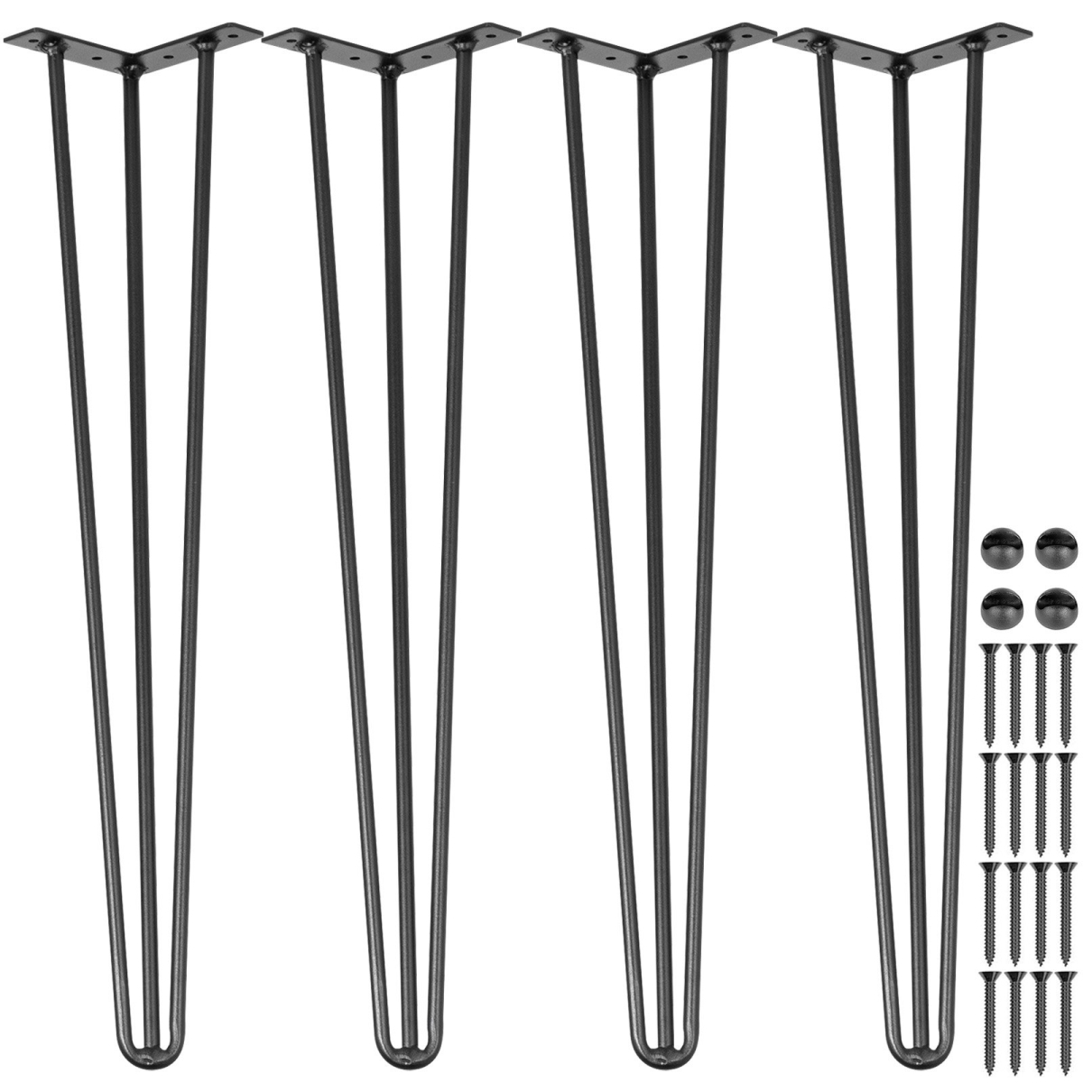 28 in. Hairpin Table Legs, Black - Set of 4