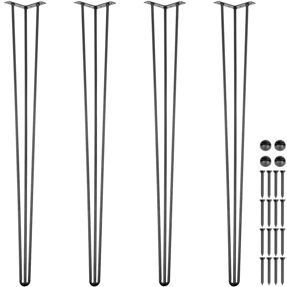 40 in. Hairpin Table Legs, Black - Set of 4