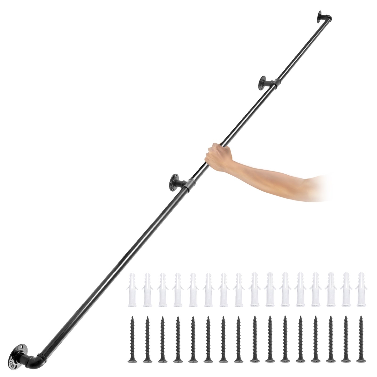 9 ft. Pipe Stair Handrail, Black