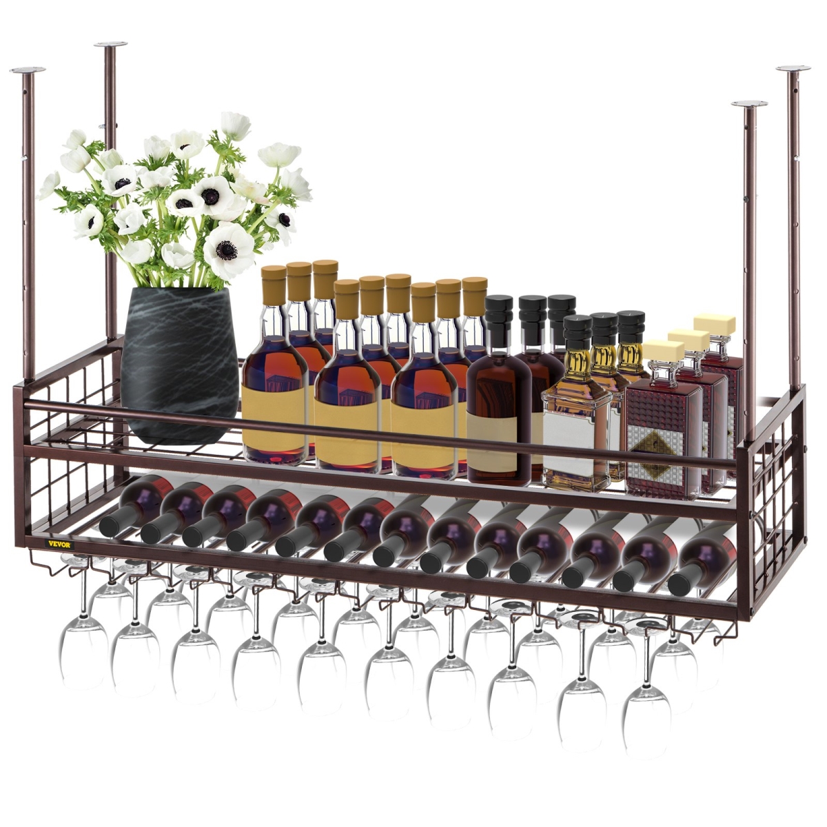 Picture of Vevor GYJS47.2X11.8WEGHV0 46.9 x 11.8 in. Ceiling Wine Glass Rack&#44; Coppery