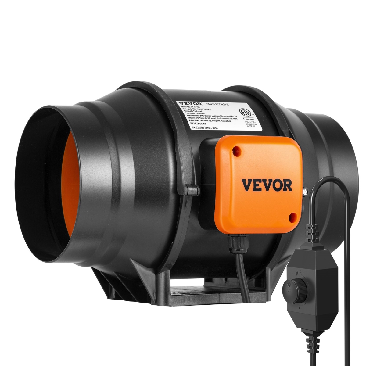XLGDFJYCHSAC6J5DVV1 6 in. Inline Duct Fan HVAC Exhaust Blower Kit AC Variable Speed Control