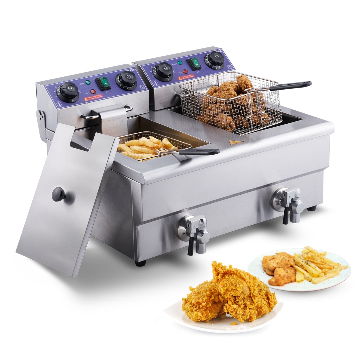 Picture of Vevor SG24L5000W12L1KYVV1 3000W Countertop Commercial Electric Deep Fryer with Dual Tanks