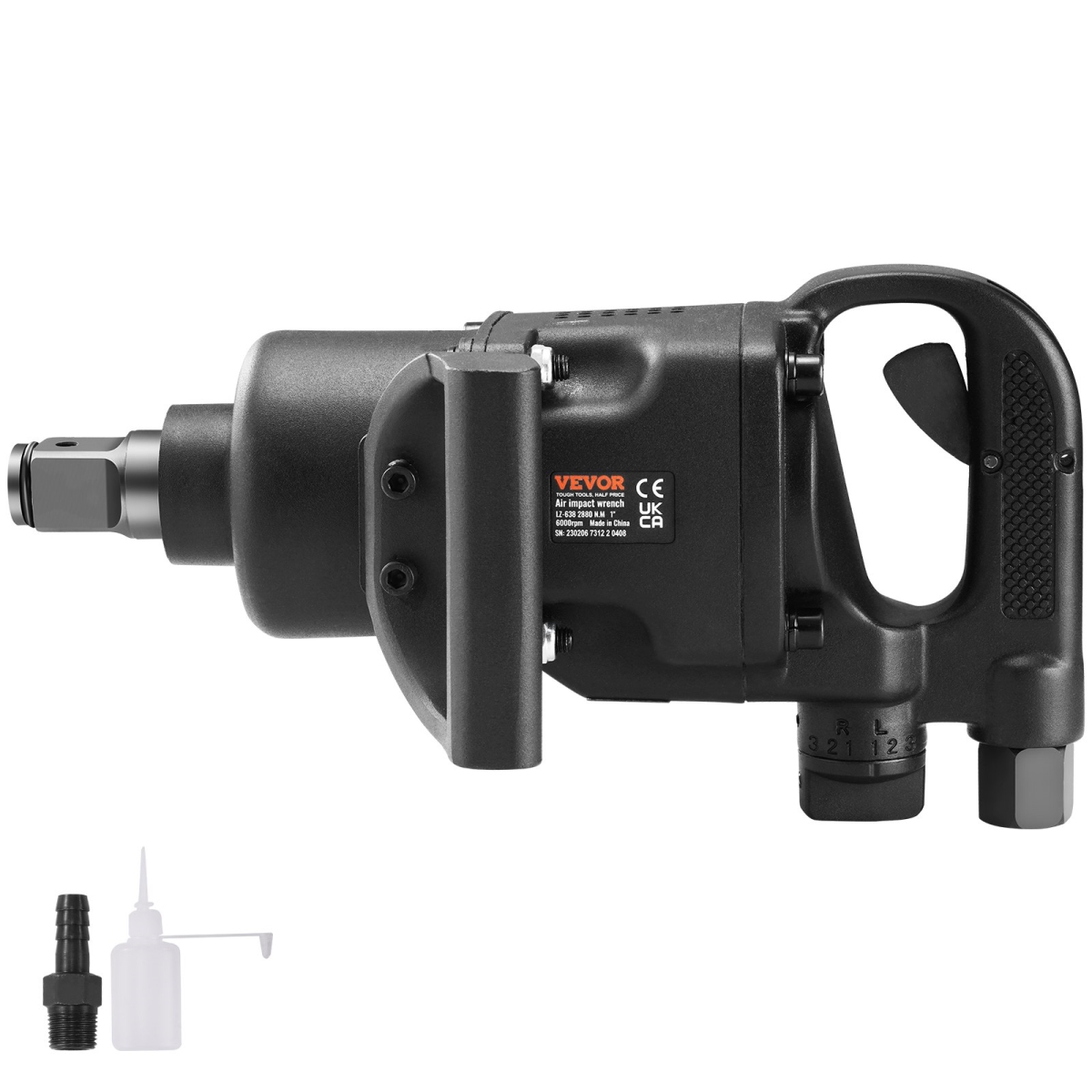 1"Drive Impact Wrench 2730 ft-lbs Breakaway Torque 6000 RPM & Twin Hammer