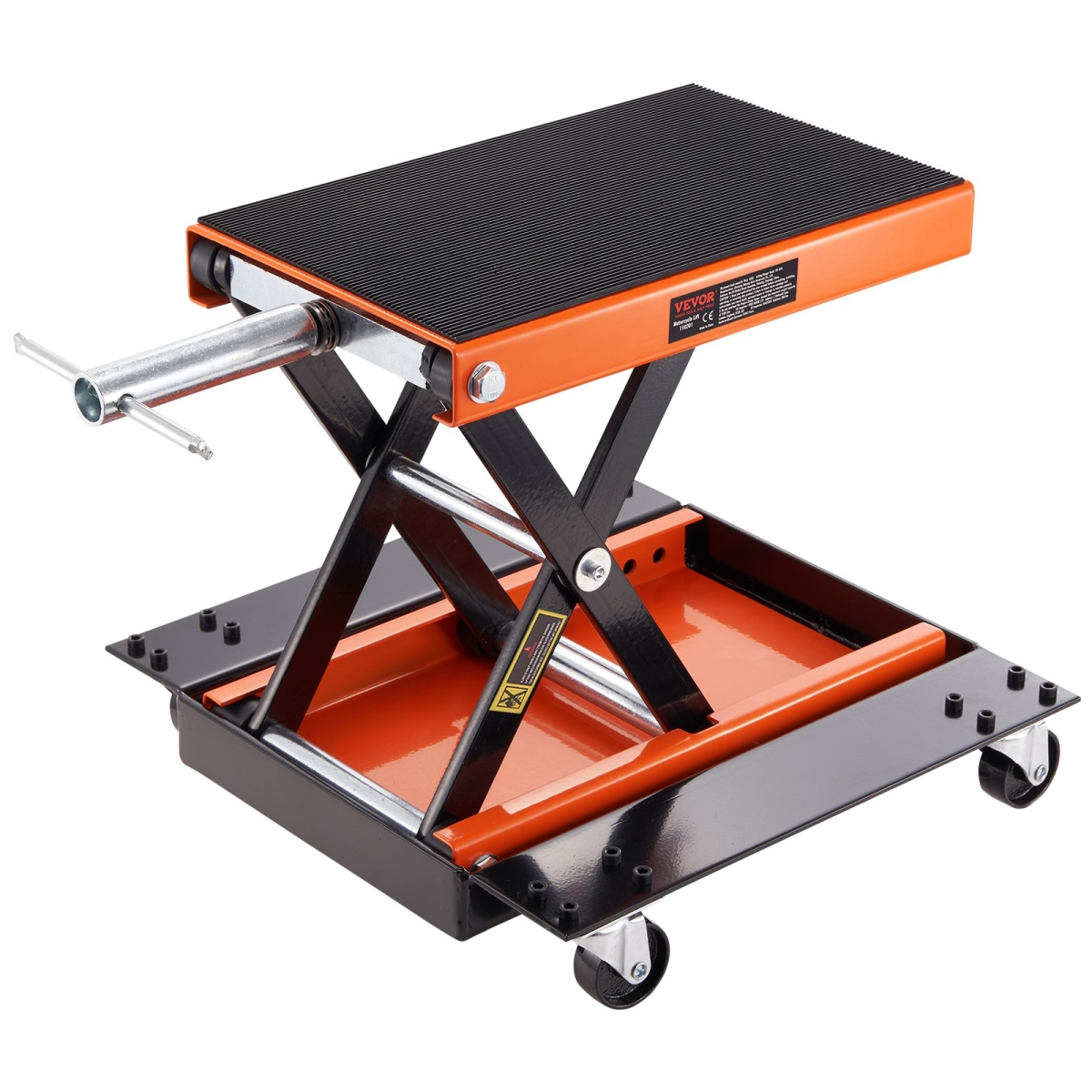VEVOR Motorcycle Lift, 1100 LBS Motorcycle Lift ATV Scissor Lift Jack with Dolly & Hand Crank, Center Hoist Crank Stand with Wide Deck & Tool Tray...