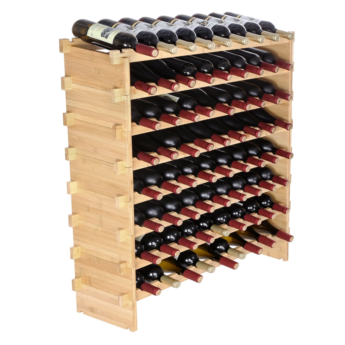 Picture of Vevor LSJJZZCPKD872TTK7V0 Bamboo Wood Display Shelf 8-Tier 72 Bottle Stackable Modular Wine Rack