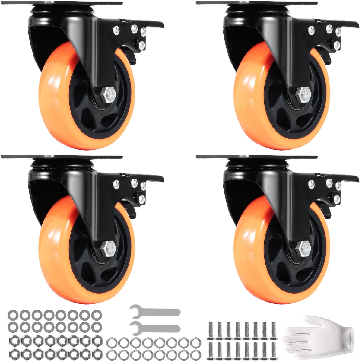 4 in. Swivel Plate Casters Wheel - Set of 4