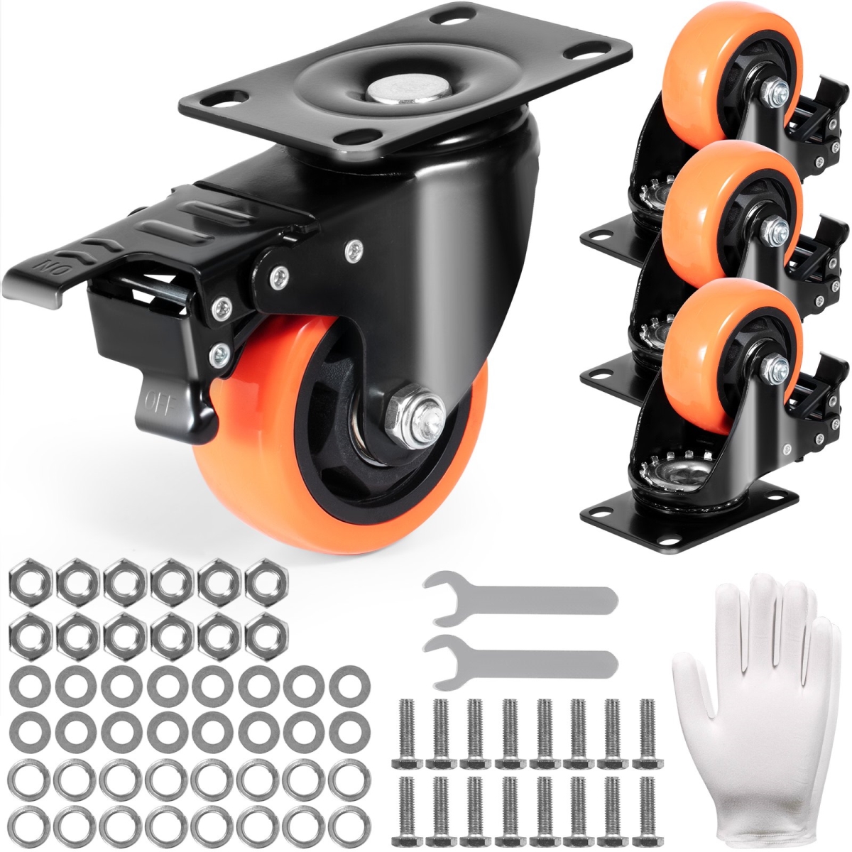 3 in. Swivel Plate Casters Wheel - Set of 4