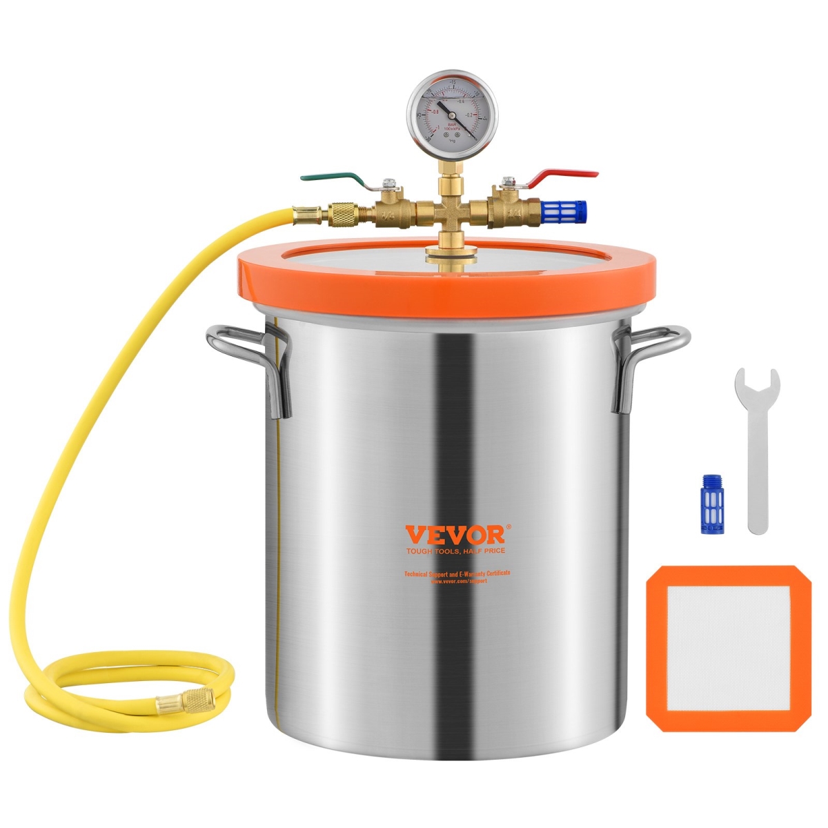 JSZKTJS5GALLH3CGUV0 5 gal Vacuum Chamber Upgraded Tempered Glass Lid Vacuum Degassing Chamber -  Vevor