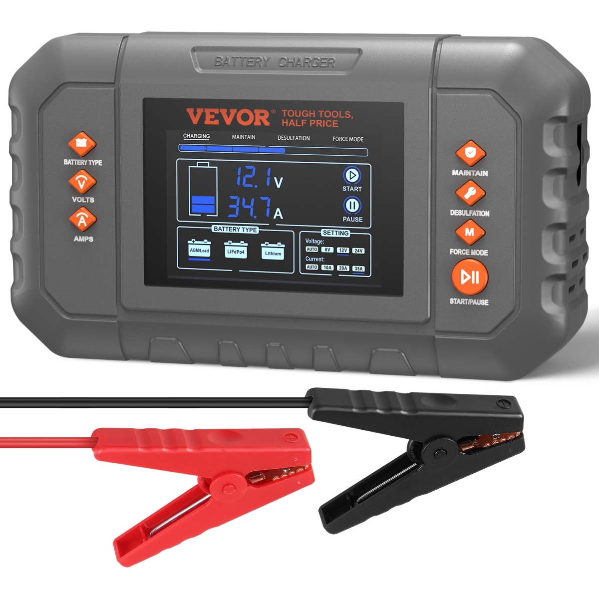 Picture of Vevor LDQ61224V35A1XL16V5 35 Amp Smart Battery Charger with LCD Display