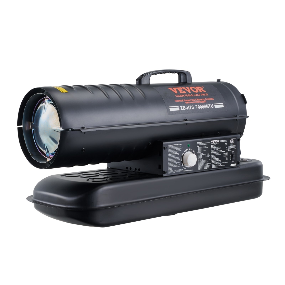 GFSMYQNQ70007Y0FJV1 70000 BTU Portable Torpedo Diesel Space Heater with Thermostat -  Vevor