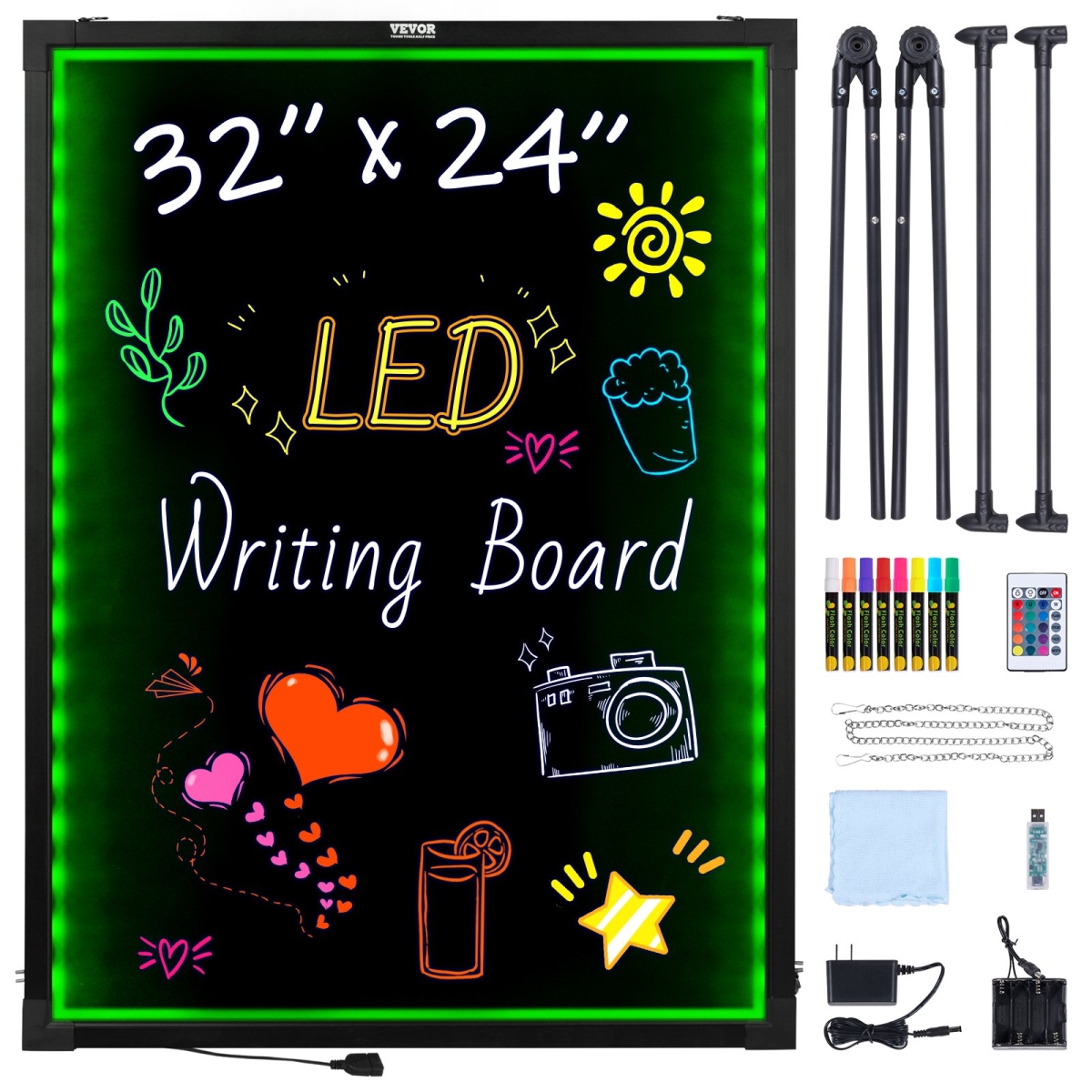 32 x 24 in. LED Message Illuminated Erasable Lighted Writing Board