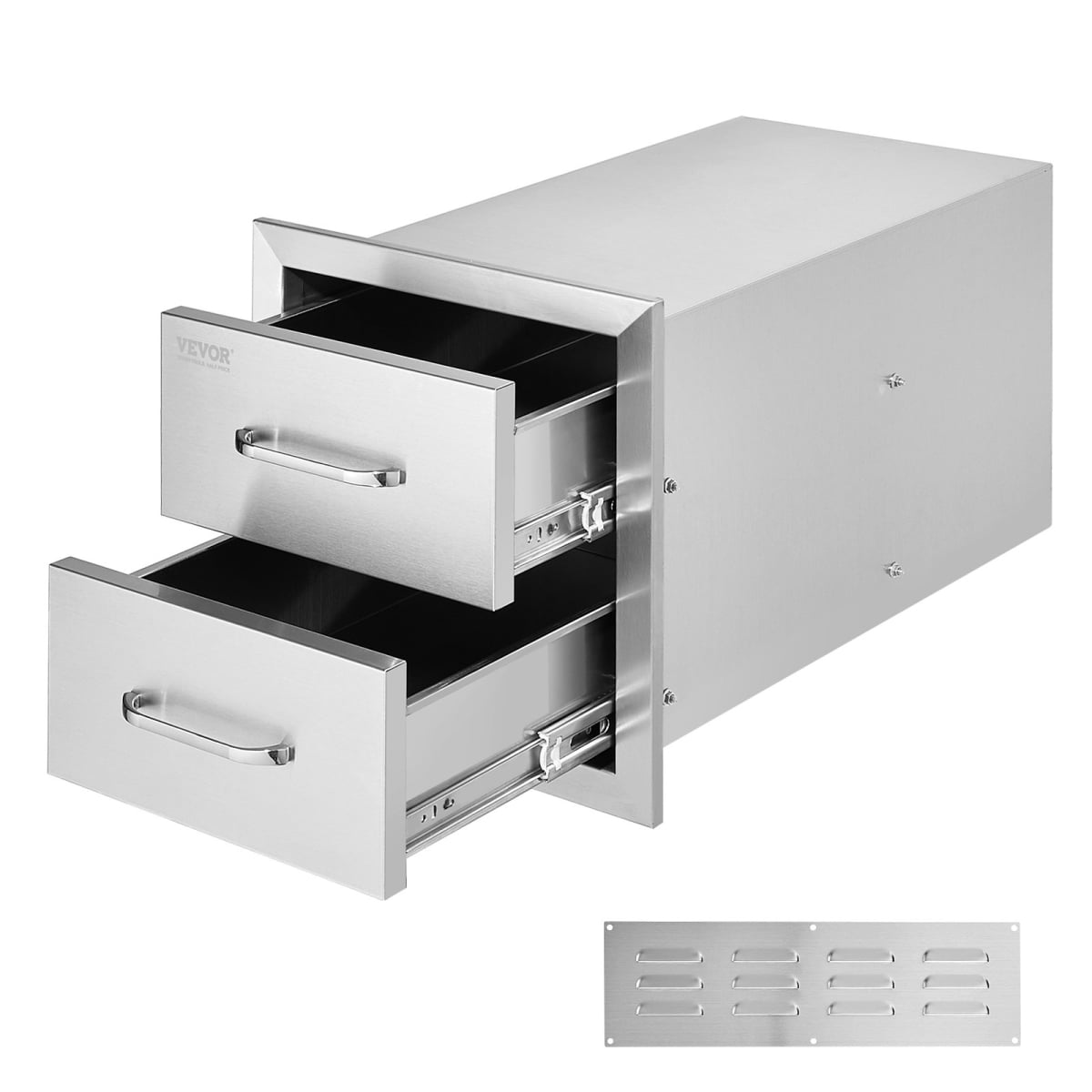 14.38X14YC2CBXGCTV0 14 x 14.3 x 23 in., Flush Mount Double BBQ Drawers Stainless Steel with Handle