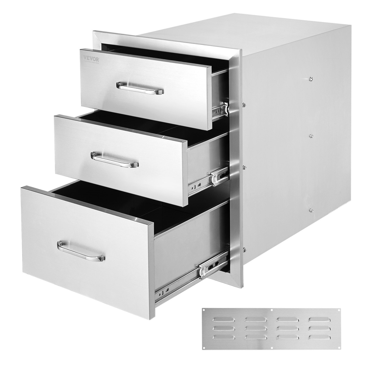 Picture of Vevor 18X23YC3CBXGCTG01V0 18 x 23 in. Outdoor Kitchen Stainless Steel Triple Access BBQ Drawers with Chrome Handle