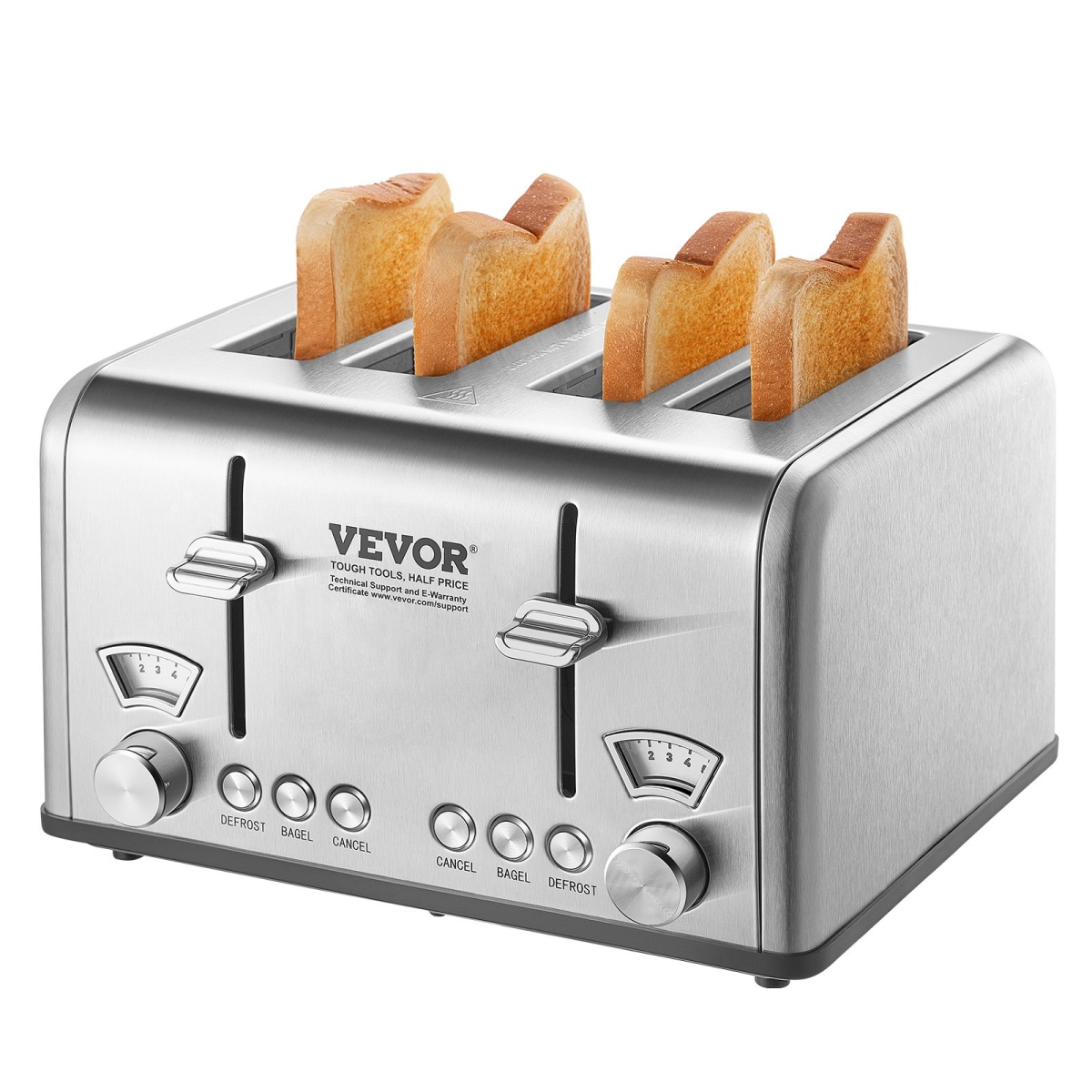 Picture of Vevor JYDSLFGKDCK4NJQ4VV1 4 Slice Retro Stainless Steel Toaster