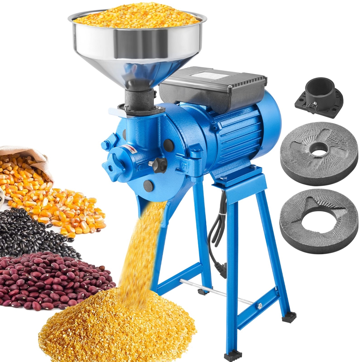Picture of Vevor DDMPSGWY3000WPEK7V1 1500W 110V Spice Grinders&#44; Commercial Corn Mill with Funnel Electric Grain Mill Grinder