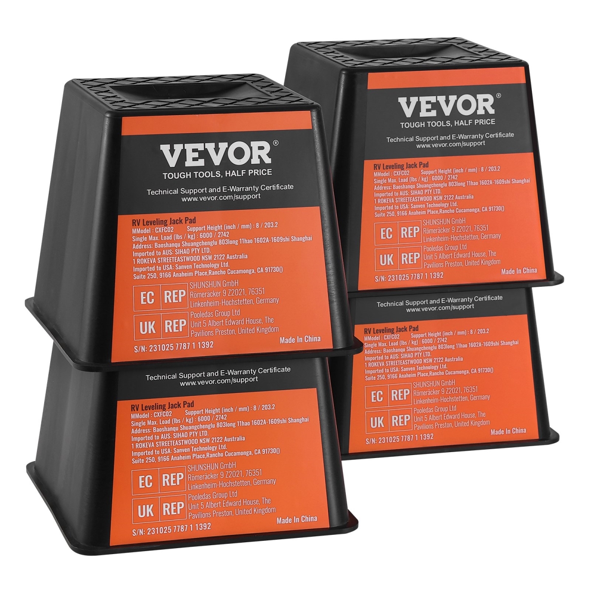 VEVOR Trailer Jack Block, 6000 lbs Capacity per RV Leveling Block, High-quality Polypropylene RV Camper Stabilizer Blocks, RV Travel Accessories...