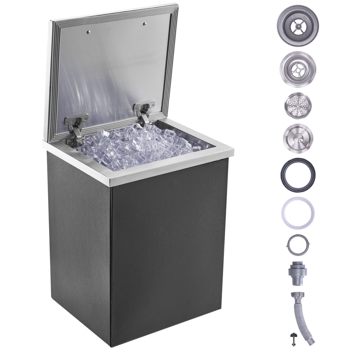 Picture of Vevor QRSCBC14LX12BI5H8V0 14 x 12 x 18 in. Stainless Steel Ice Cooler&#44; Commercial Ice Bin with Hinged Cover