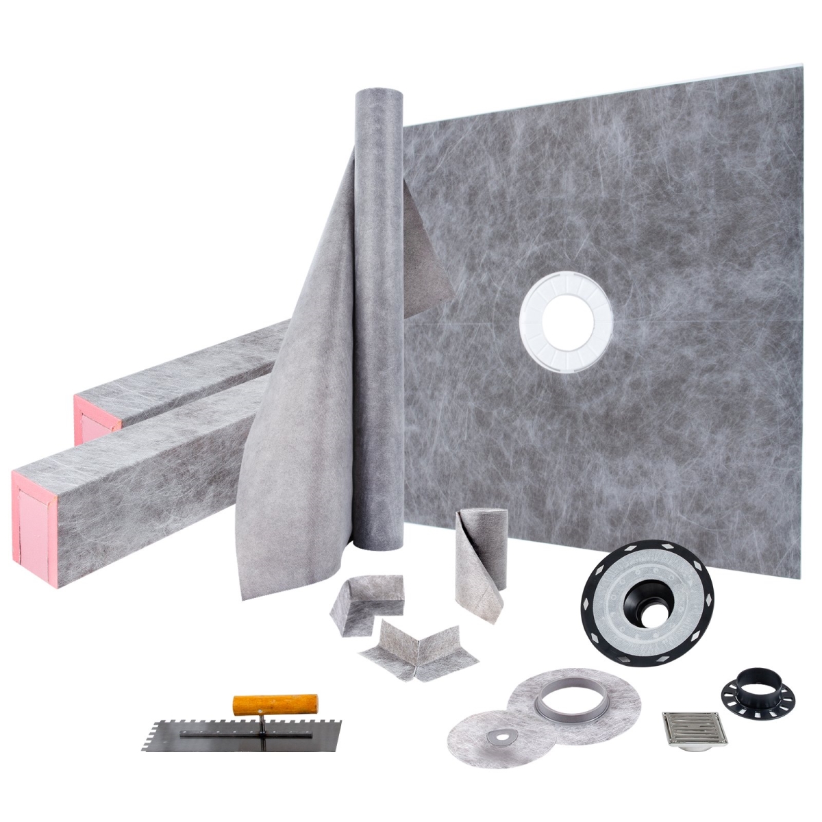 48 x 48 in. Watertight Shower Curb Overlay with 4 in. ABS Central Bonding Flange