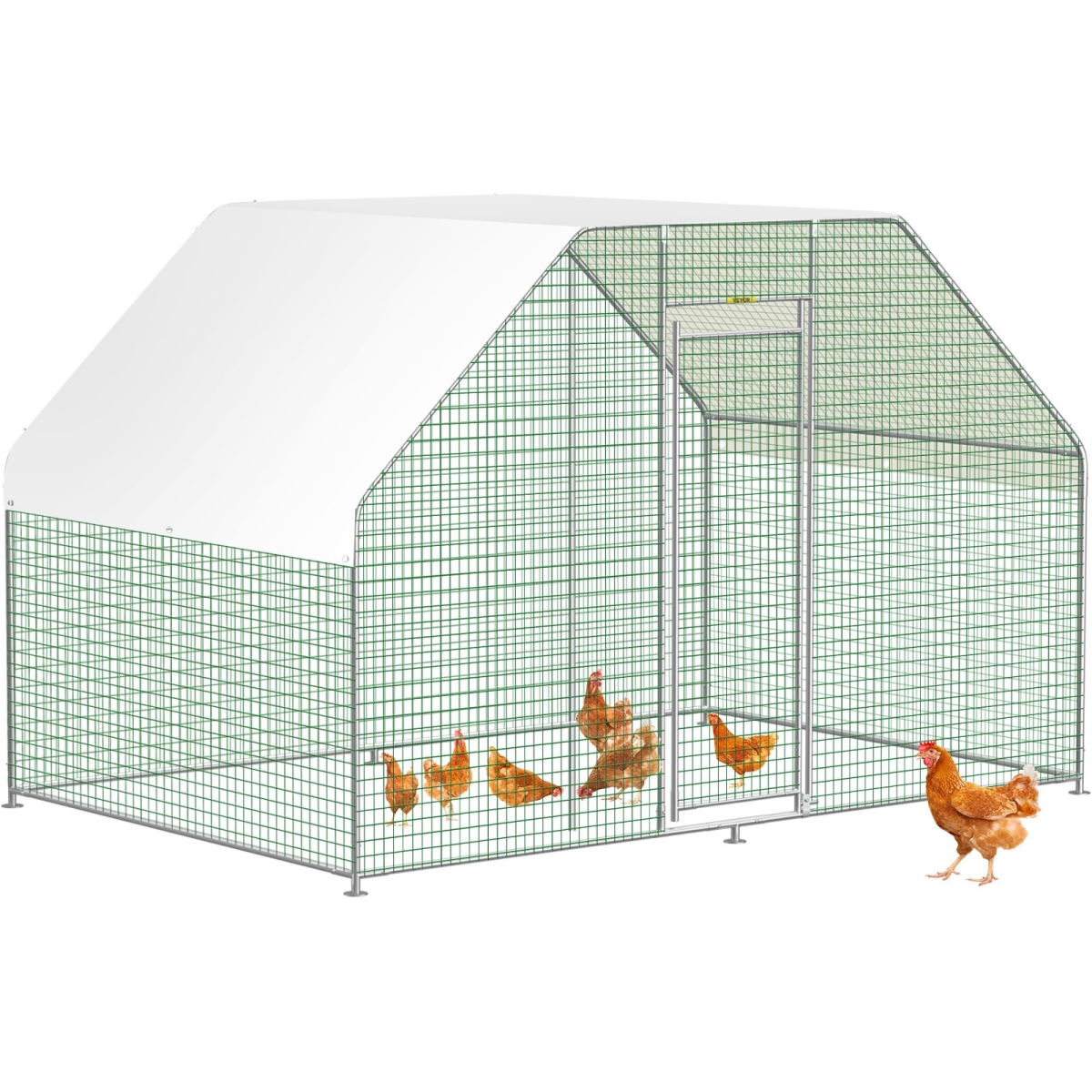 Picture of Vevor HWJLPD9.56.560339V0 6.5 x 9.8 x 6.5 ft. Outdoor Poultry Cage Hen House Large Metal Chicken Coop with Waterproof Cover&#44; Silver