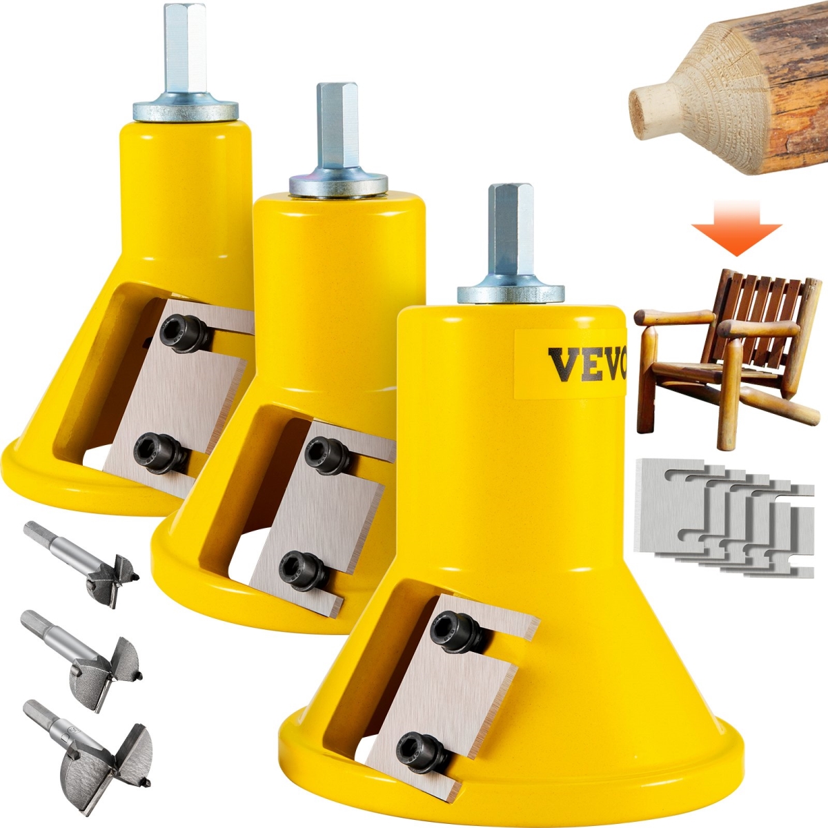 KSZYCHYCY1152OLELV0 1 in. 1.5 in. & 2 in. Dual Straight Blades & Button Screws Home Master Tenon Cutter