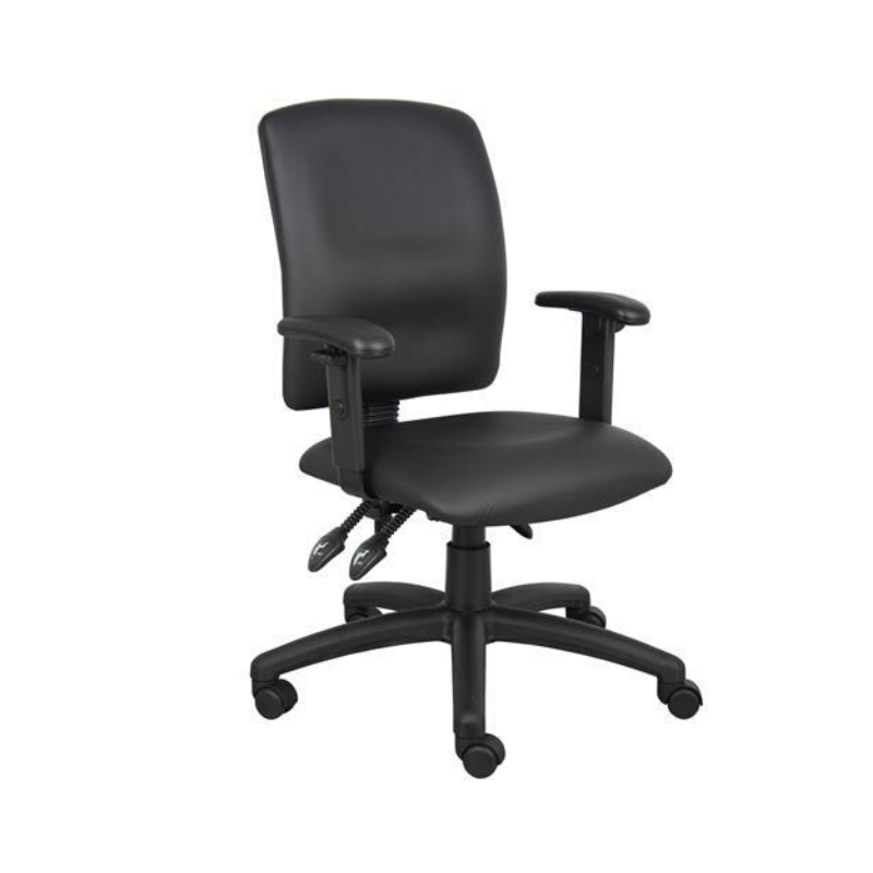 AP236P Multi-Function Office Chair with Adjustable T Arms - Leather, Black