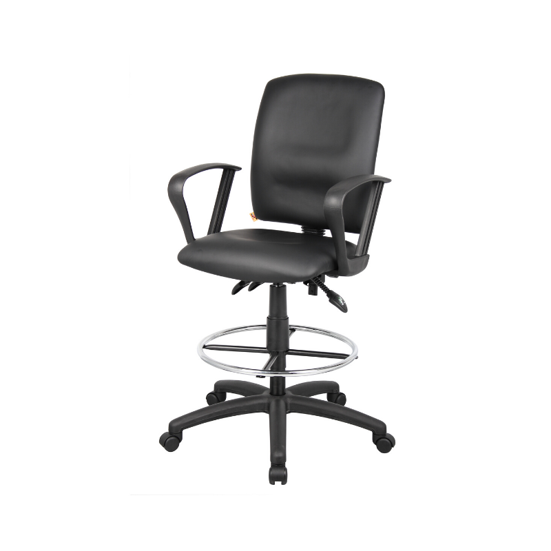 AP537P Multi-Function Leather Drafting Chair & Stool with Foot Ring - with Loop Arms