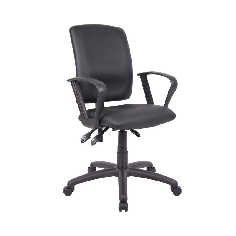 AP237P Multi-Function Adjustable Loop Arms Office Chair - Leather